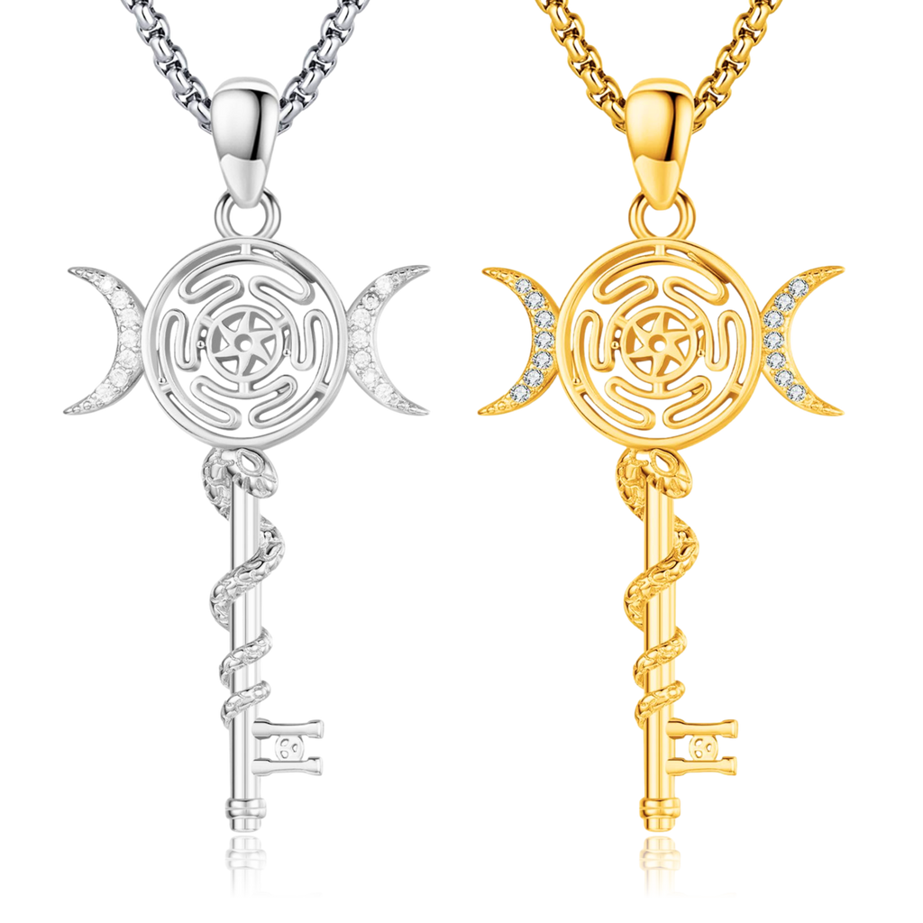 Hecate's Key Solid 925 Sterling Silver Moonstone Necklace