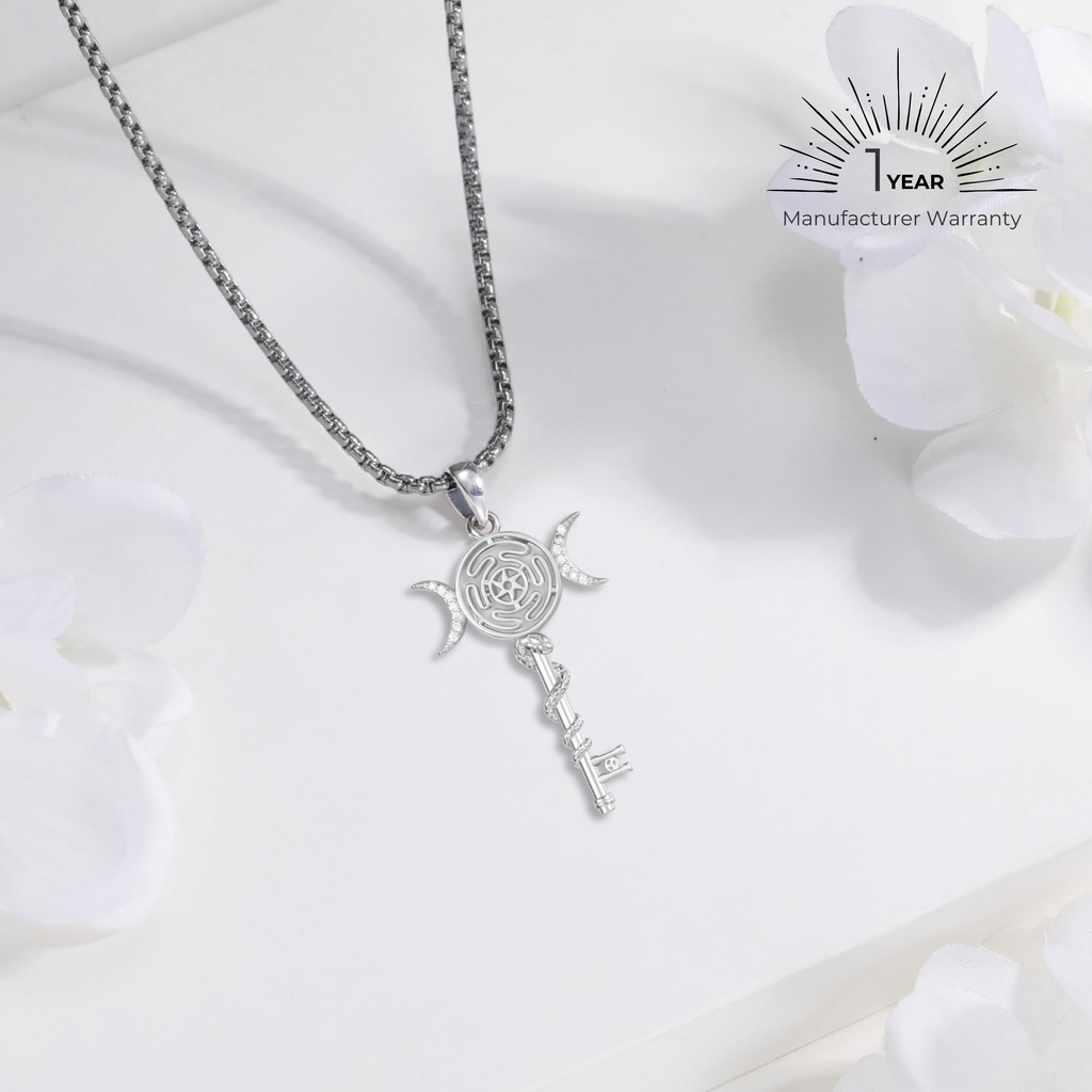 Hecate's Key Solid 925 Sterling Silver Moonstone Necklace